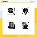 User Interface Pack of 4 Basic Solid Glyphs of eye, business, find, power, cup