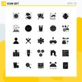 User Interface Pack of 25 Basic Solid Glyphs of fast food, statistics, briefcase, growth, diagram