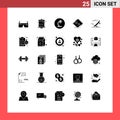 User Interface Pack of 25 Basic Solid Glyphs of fast, network, lari, circuit, board