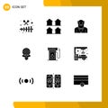 User Interface Pack of 9 Basic Solid Glyphs of gasoline, game, real, sport, uncle