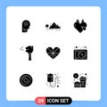User Interface Pack of 9 Basic Solid Glyphs of heart, birds, tree, arbor, ecommerce