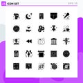 User Interface Pack of 25 Basic Solid Glyphs of hobbies, mic, theology, shield, success