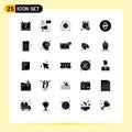 User Interface Pack of 25 Basic Solid Glyphs of hryvna, progress percent, agile, progress, iteration