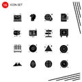 User Interface Pack of 16 Basic Solid Glyphs of instrument, drum, awareness, medical, health