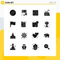 User Interface Pack of 16 Basic Solid Glyphs of ireland, travel, energy, transport, chair lift