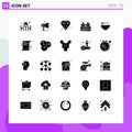 User Interface Pack of 25 Basic Solid Glyphs of kitchen, bowl, diamond, plant, grower