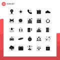 User Interface Pack of 25 Basic Solid Glyphs of landscape, easter, target, egg, basket