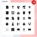 User Interface Pack of 25 Basic Solid Glyphs of man, support, sunflower, communication, knowledge