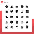 User Interface Pack of 25 Basic Solid Glyphs of map, weighing, electronics, scale, check weight