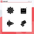 Group of 4 Solid Glyphs Signs and Symbols for mechanical, spacecraft, delivery, fighter, mail