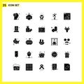 User Interface Pack of 25 Basic Solid Glyphs of runner, athlete, iot, royal, king