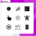 User Interface Pack of 9 Basic Solid Glyphs of snow, swipe, check, gesture, list