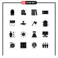 User Interface Pack of 16 Basic Solid Glyphs of technology, cool, folder, conditioner, security