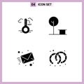 User Interface Pack of 4 Basic Solid Glyphs of temperature, mail, update, park, web