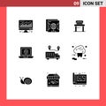 User Interface Pack of 9 Basic Solid Glyphs of transportation, delivery, student, love, laptop Royalty Free Stock Photo