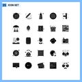 User Interface Pack of 25 Basic Solid Glyphs of up left, direction, cleaning, laboratory, cell Royalty Free Stock Photo
