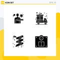 User Interface Pack of 4 Basic Solid Glyphs of virus, park, stages, delivery truck, scales