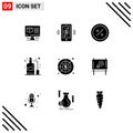 User Interface Pack of 9 Basic Solid Glyphs of wine, alcohol, commerce, label, market