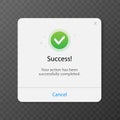 User interface pop-up window with success message. Vector Royalty Free Stock Photo