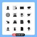 16 User Interface Solid Glyph Pack of modern Signs and Symbols of agreement, hand shake, paper, handshake, historic