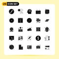 25 User Interface Solid Glyph Pack of modern Signs and Symbols of app, purchase, support, traffic, light