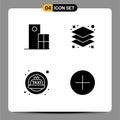 4 User Interface Solid Glyph Pack of modern Signs and Symbols of architecture, siren, modern, layer, add