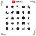 25 User Interface Solid Glyph Pack of modern Signs and Symbols of bandage, aid, cloud, finance, business