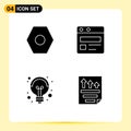 4 User Interface Solid Glyph Pack of modern Signs and Symbols of basic, idea, business, electricity, file