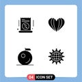 User Interface Solid Glyph Pack of modern Signs and Symbols of big sale, fruit, sale, heart, global