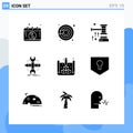 9 User Interface Solid Glyph Pack of modern Signs and Symbols of blue, sketch, chaffer, develop, build