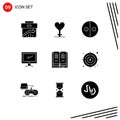 9 User Interface Solid Glyph Pack of modern Signs and Symbols of book, imac, equality, device, computer