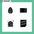 4 User Interface Solid Glyph Pack of modern Signs and Symbols of celebration, home ware, egg, board, home