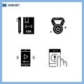 4 User Interface Solid Glyph Pack of modern Signs and Symbols of code, film, develop, award, multimedia