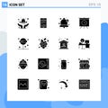 16 User Interface Solid Glyph Pack of modern Signs and Symbols of confect, presentation, ipad, board, notification