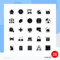 25 User Interface Solid Glyph Pack of modern Signs and Symbols of delivery, wedding, machine, heart, gift