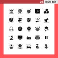 25 User Interface Solid Glyph Pack of modern Signs and Symbols of design, scanner, target, scan, dimensional