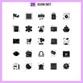 25 User Interface Solid Glyph Pack of modern Signs and Symbols of ecology, star, keyboard, shopping, bag