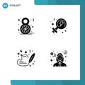 4 User Interface Solid Glyph Pack of modern Signs and Symbols of eight, pen, celebrate, women, debt
