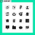 16 User Interface Solid Glyph Pack of modern Signs and Symbols of green, real estate, currency, appraisal, professions