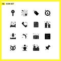 16 User Interface Solid Glyph Pack of modern Signs and Symbols of hotel, bedroom, price, target, employee