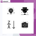 4 User Interface Solid Glyph Pack of modern Signs and Symbols of idea, alphabetical, marketing, cup, sort