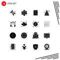 16 User Interface Solid Glyph Pack of modern Signs and Symbols of internet, headphone, medical, toy, baby