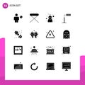 16 User Interface Solid Glyph Pack of modern Signs and Symbols of joint, tower, household, light, monster