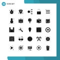 25 User Interface Solid Glyph Pack of modern Signs and Symbols of user interface, lock, dollar, organization, corporate