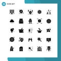 25 User Interface Solid Glyph Pack of modern Signs and Symbols of love, lab, money, setting, experiment