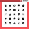 25 User Interface Solid Glyph Pack of modern Signs and Symbols of map, wallet, global, money, energy