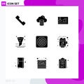 9 User Interface Solid Glyph Pack of modern Signs and Symbols of mechanic, ui, license, interface, browser