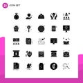 25 User Interface Solid Glyph Pack of modern Signs and Symbols of network, hand, data, idea, protected ideas