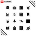 16 User Interface Solid Glyph Pack of modern Signs and Symbols of new, garland, wifi, ball, sidebar