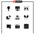 9 User Interface Solid Glyph Pack of modern Signs and Symbols of piece, jigsaw, user, business, party